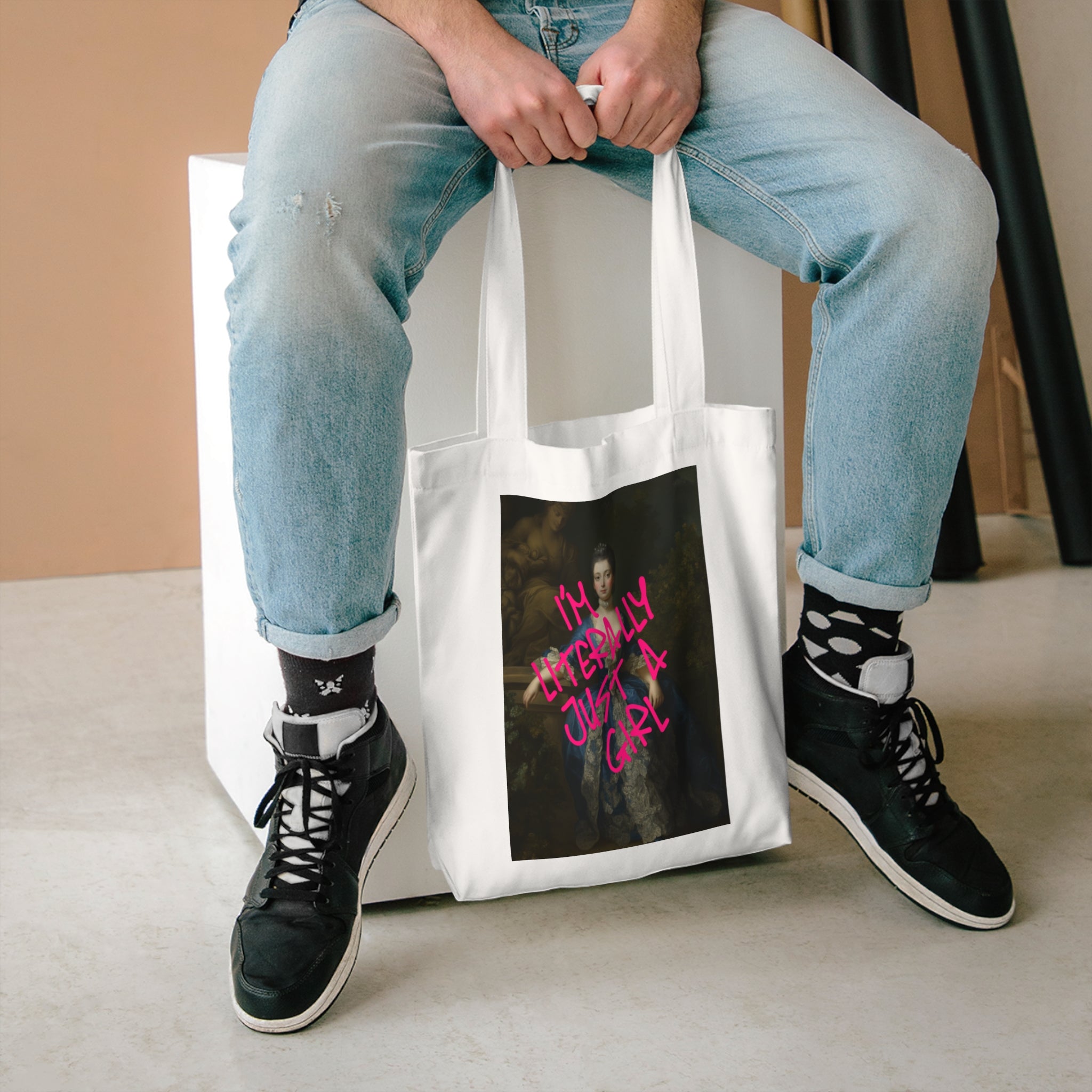 Sassy Art Cotton Tote Bag - "I'm Literally Just a Girl"