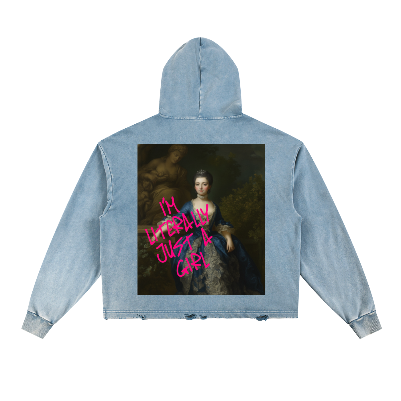 Vintage Washed Frayed-Hem Hoodie